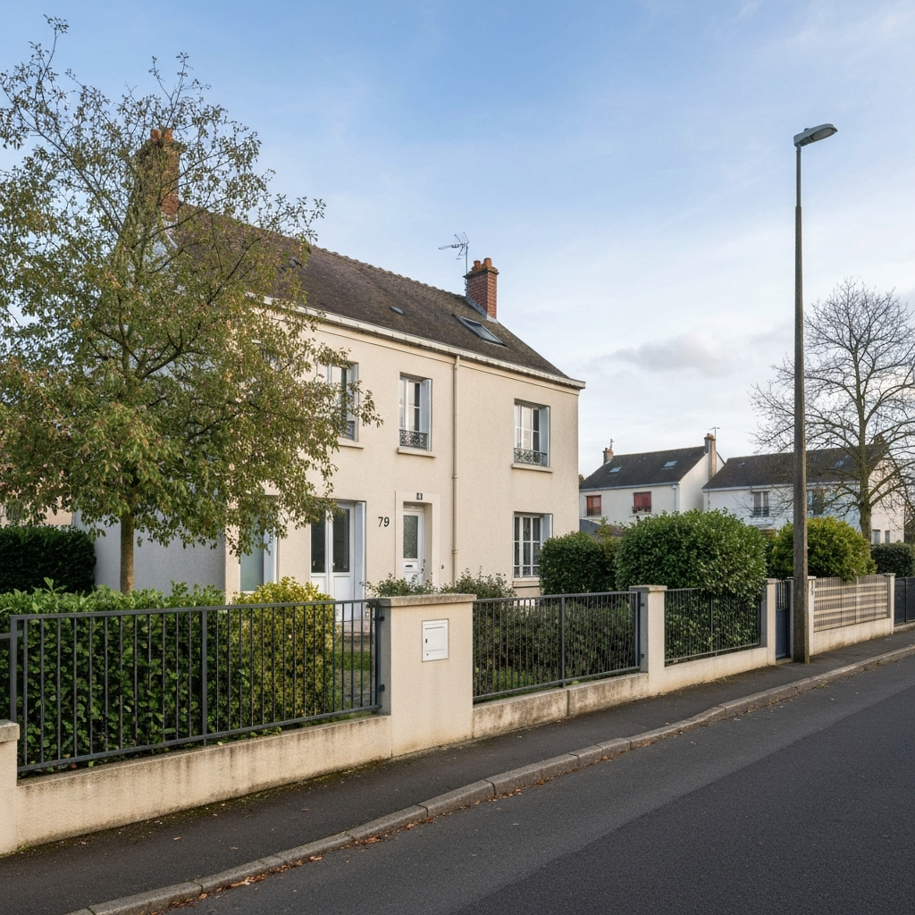 Vue aérienne de Taissy, une commune de la Marne, avec des maisons et des champs environnants