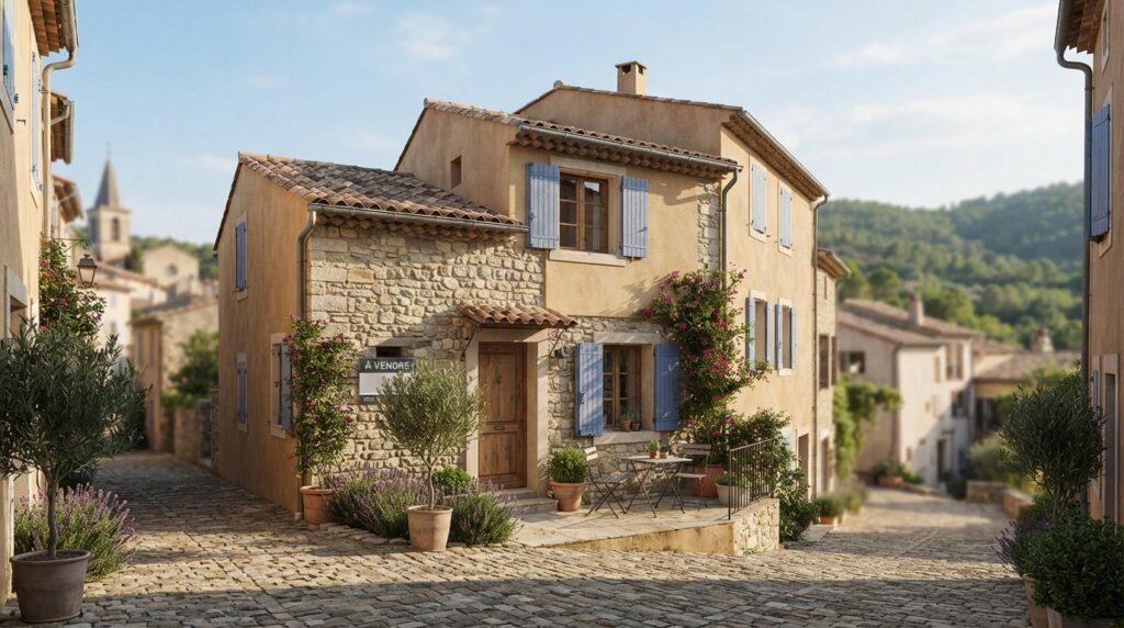 Vue d'un quartier résidentiel moderne en Provence Verte avec des maisons et appartements à louer